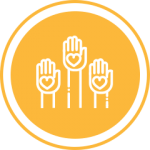 Yellow Three Hands Icon